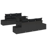 vidaXL Set de canapele pentru grădină 7 pcs Negru 100 x 55 x 73 cm