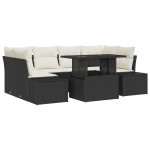vidaXL Set de canapele pentru grădină cu pernă 7 pcs negru și crem vidaXL Set de canapele pentru grădină cu pernă 7 pcs negru și crem