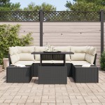 vidaXL Set de canapele pentru grădină cu pernă 7 pcs negru și crem vidaXL Set de canapele pentru grădină cu pernă 7 pcs negru și crem