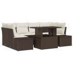 vidaXL Set de canapele pentru grădină cu pernă 7 pcs maro și crem vidaXL Set de canapele pentru grădină cu pernă 7 pcs maro și crem