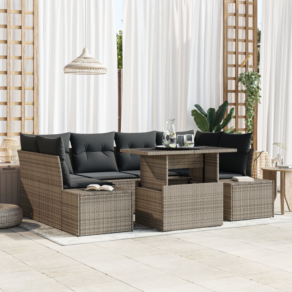 vidaXL Set de canapele pentru grădină 7 pcs Gri 100 x 55 x 73 cm