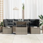 vidaXL Set de canapele pentru grădină 7 pcs Gri 100 x 55 x 73 cm