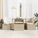 vidaXL Set de canapele pentru grădină cu pernă 7 pcs bej și crem vidaXL Set de canapele pentru grădină cu pernă 7 pcs bej și crem