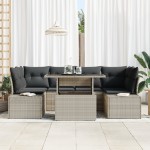 vidaXL Set de canapele pentru grădină cu pernă 7 pcs Gri deschis