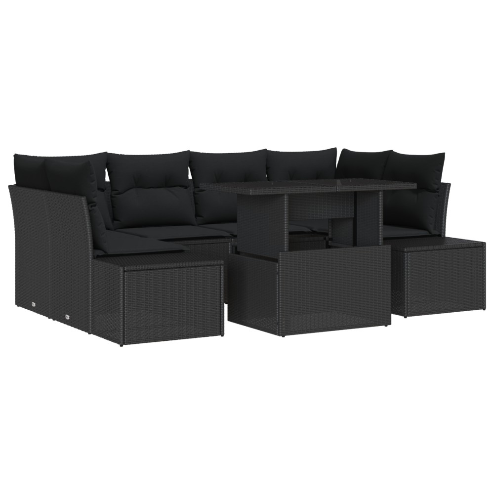 vidaXL Set de canapele pentru grădină 7 pcs Negru 100 x 55 x 73 cm