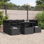 vidaXL Set de canapele pentru grădină 7 pcs Negru 100 x 55 x 73 cm