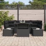 vidaXL Set de canapele pentru grădină 7 pcs Negru 100 x 55 x 73 cm