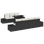 vidaXL Set de canapele pentru grădină cu pernă 8 pcs negru și crem