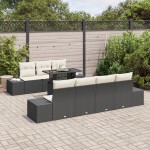 vidaXL Set de canapele pentru grădină cu pernă 8 pcs negru și crem