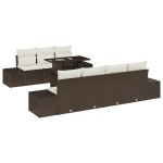 vidaXL Set de canapele pentru grădină cu pernă 8 pcs maro și crem