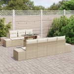 vidaXL Set de canapele pentru grădină cu pernă 8 pcs bej și crem