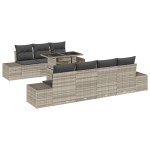 vidaXL Set de canapele pentru grădină cu pernă 8 pcs Gri deschis