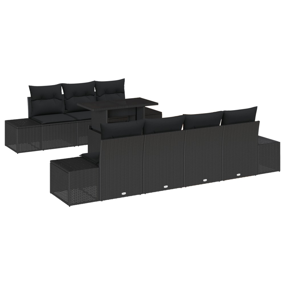 vidaXL Set de canapele pentru grădină 8 pcs Negru 100 x 55 x 73 cm