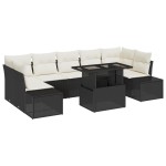 vidaXL Set de canapele pentru grădină cu pernă 8 pcs negru și crem