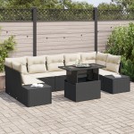 vidaXL Set de canapele pentru grădină cu pernă 8 pcs negru și crem