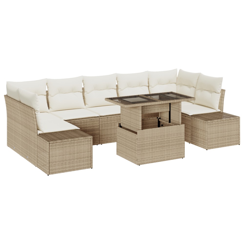 vidaXL Set de canapele pentru grădină cu pernă 8 pcs bej și crem