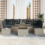 vidaXL Set de canapele pentru grădină cu pernă 8 pcs Gri deschis