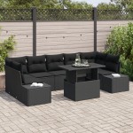 vidaXL Set de canapele pentru grădină 8 pcs Negru 100 x 55 x 73 cm