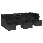 vidaXL Set de canapele pentru grădină 8 pcs Negru 100 x 55 x 73 cm