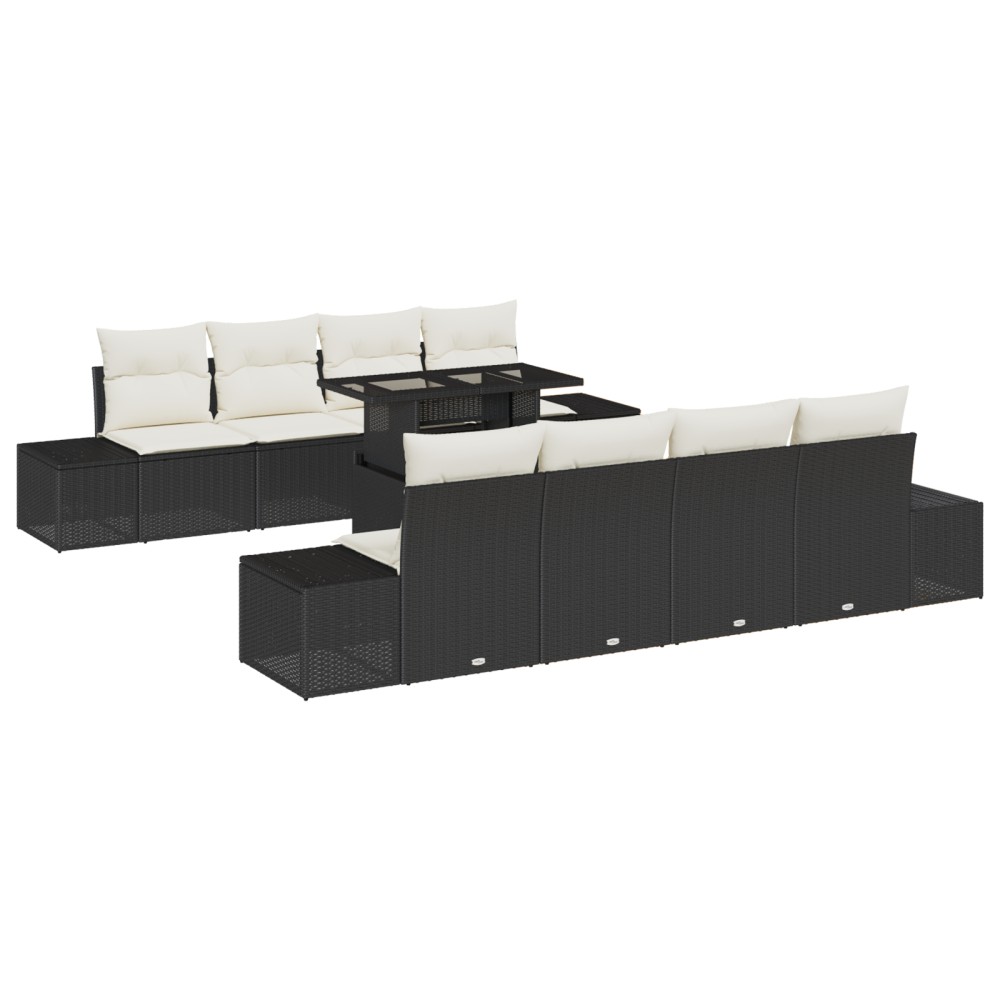 vidaXL Set de canapele pentru grădină cu pernă 7 pcs negru și crem