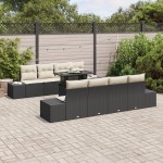 vidaXL Set de canapele pentru grădină cu pernă 7 pcs negru și crem vidaXL Set de canapele pentru grădină cu pernă 7 pcs negru și crem