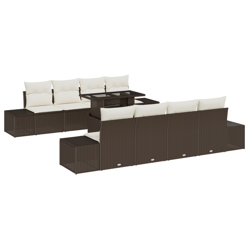 vidaXL Set de canapele pentru grădină cu pernă 7 pcs maro și crem