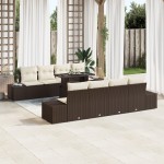 vidaXL Set de canapele pentru grădină cu pernă 7 pcs maro și crem