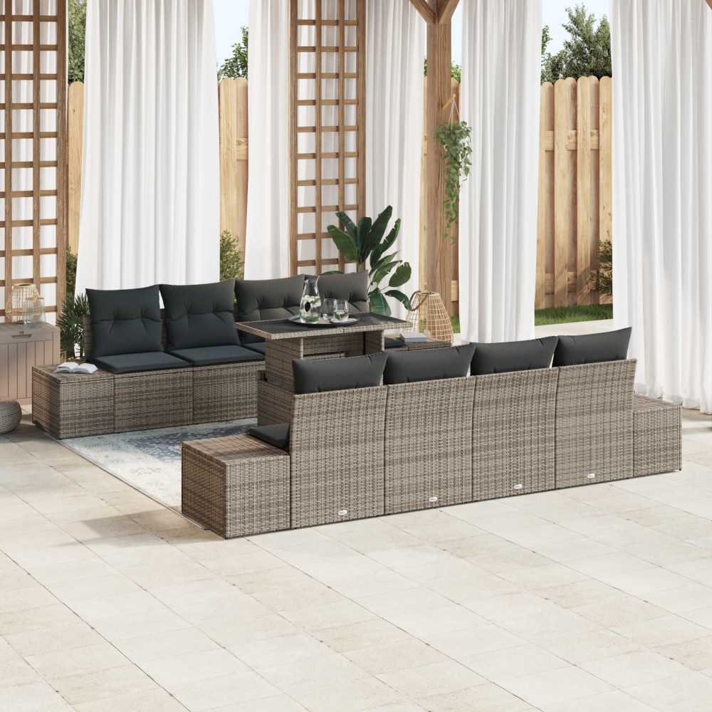 vidaXL Set de canapele pentru grădină 7 pcs Gri 100 x 55 x 73 cm