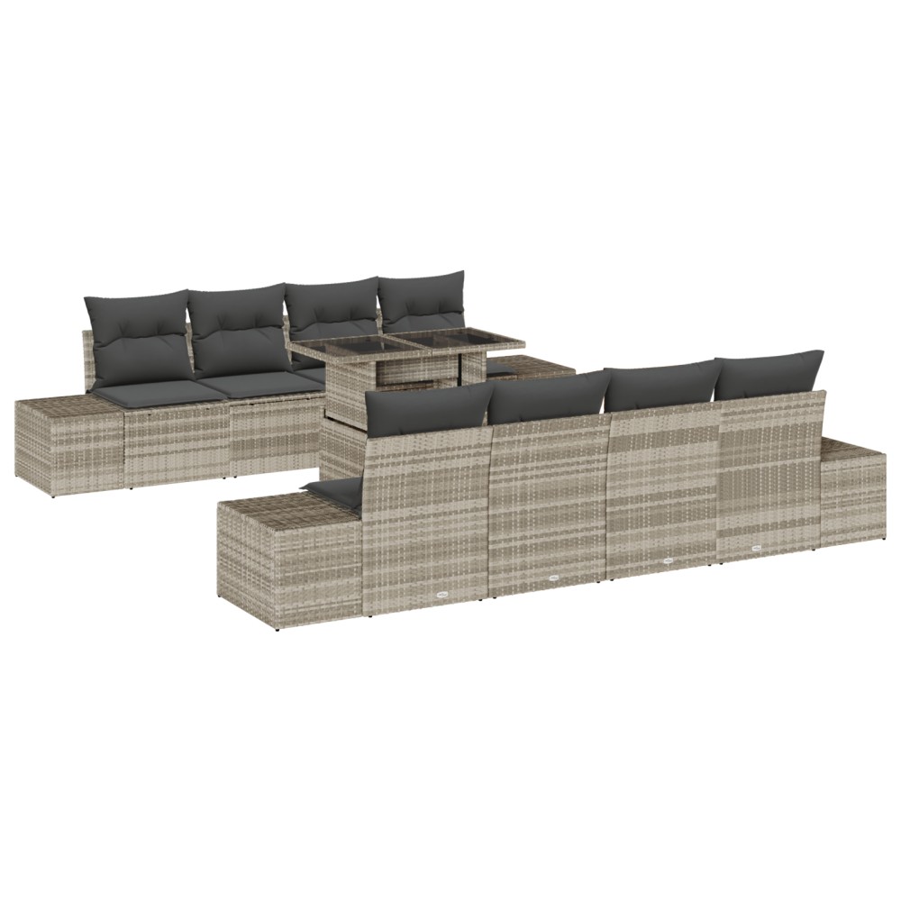 vidaXL Set de canapele pentru grădină cu pernă 7 pcs Gri deschis