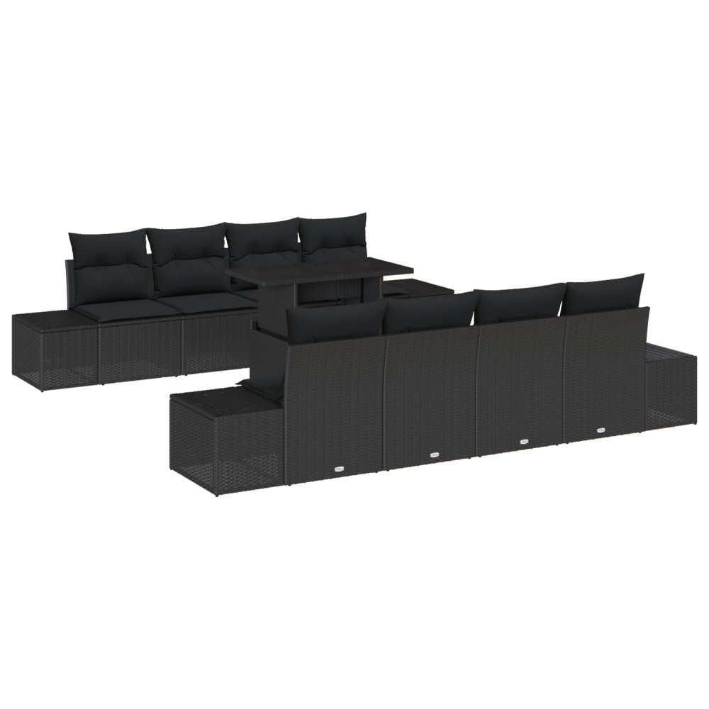 vidaXL Set de canapele pentru grădină 7 pcs Negru 100 x 55 x 73 cm