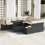 vidaXL Set de canapele pentru grădină cu pernă 9 pcs negru și crem vidaXL Set de canapele pentru grădină cu pernă 9 pcs negru și crem