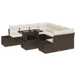 vidaXL Set de canapele pentru grădină cu pernă 9 pcs maro și crem