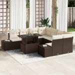vidaXL Set de canapele pentru grădină cu pernă 9 pcs maro și crem