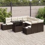 vidaXL Set de canapele pentru grădină cu pernă 9 pcs maro și crem