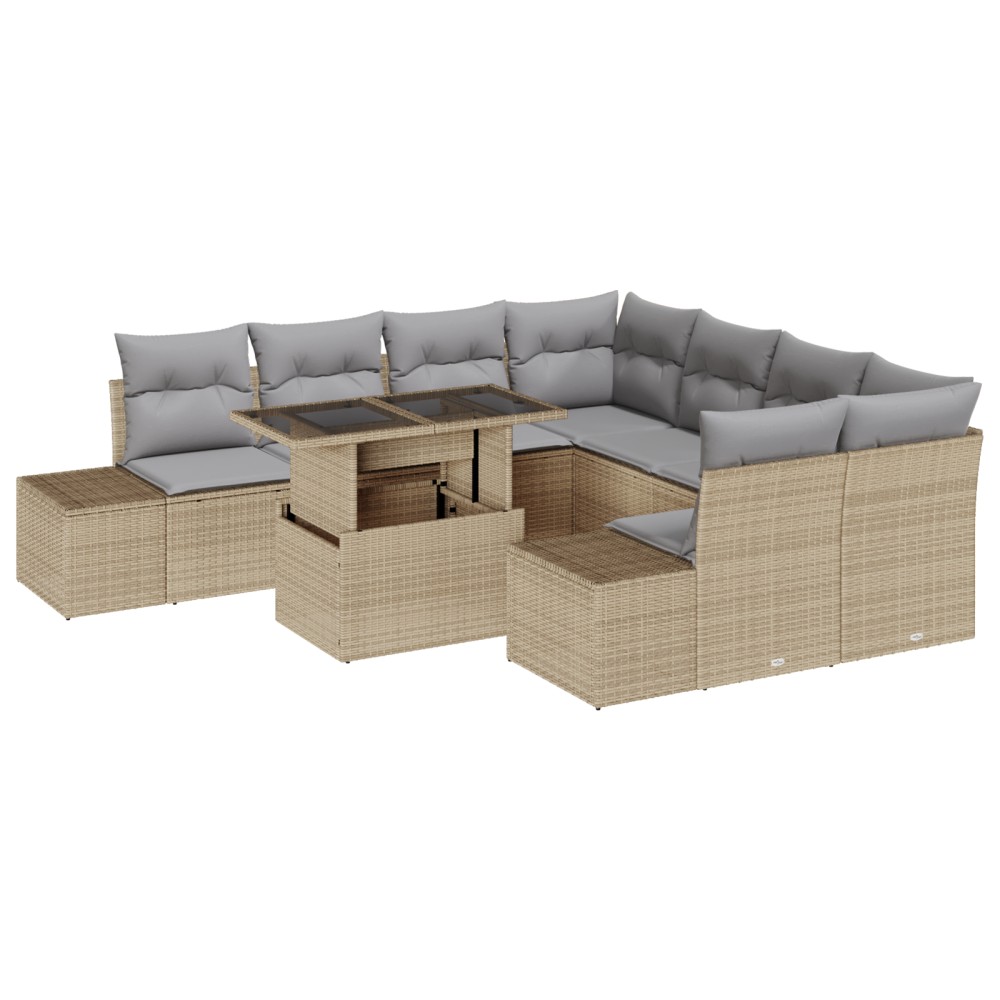 vidaXL Set de canapele pentru grădină Manual 9 pcs bej și gri deschis