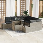 vidaXL Set de canapele pentru grădină cu pernă 9 pcs Gri deschis vidaXL Set de canapele pentru grădină cu pernă 9 pcs Gri deschis