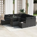 vidaXL Set de canapele pentru grădină 9 pcs Negru 100 x 55 x 73 cm vidaXL Set de canapele pentru grădină 9 pcs Negru 100 x 55 x 73 cm