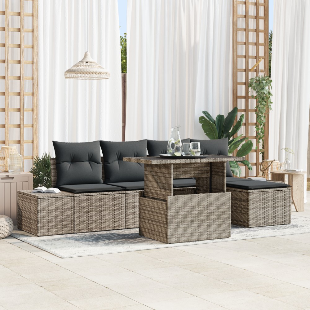 vidaXL Set de canapele pentru grădină cu pernă 6 pcs Gri