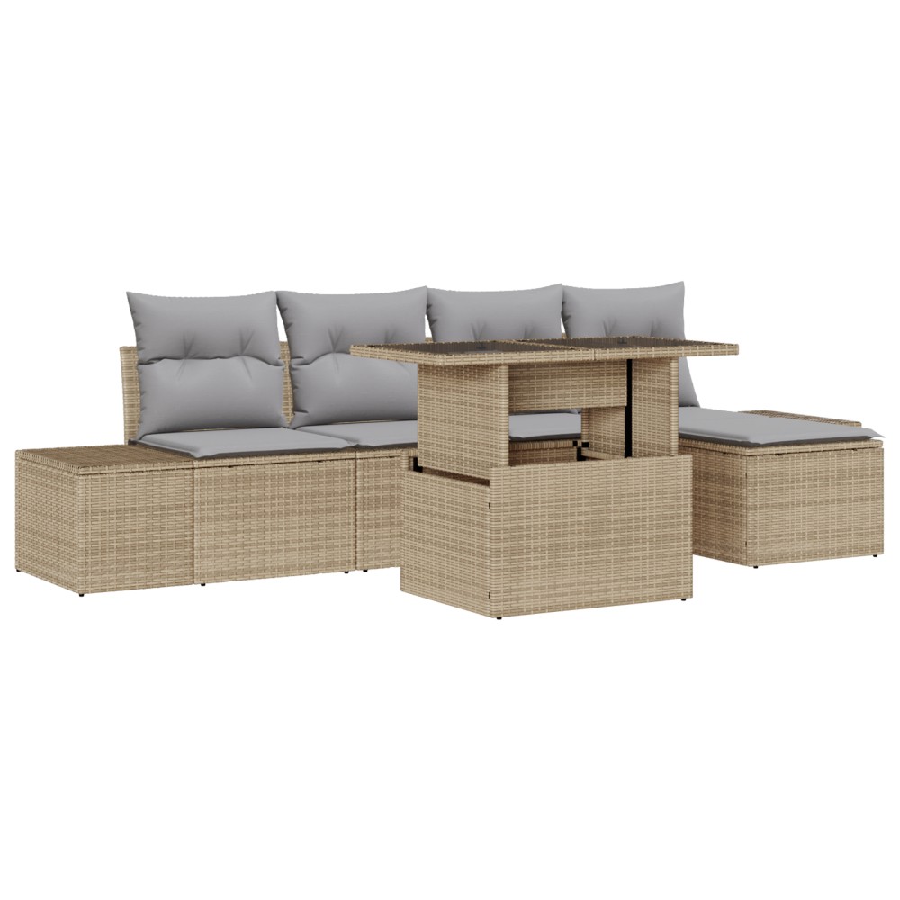 vidaXL Set de canapele pentru grădină 6 pcs bej și gri deschis