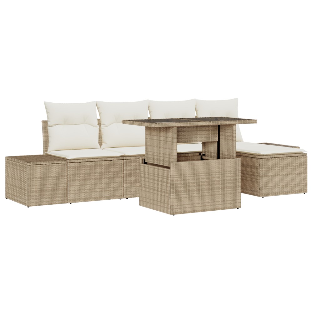 vidaXL Set de canapele pentru grădină cu pernă 6 pcs bej și crem