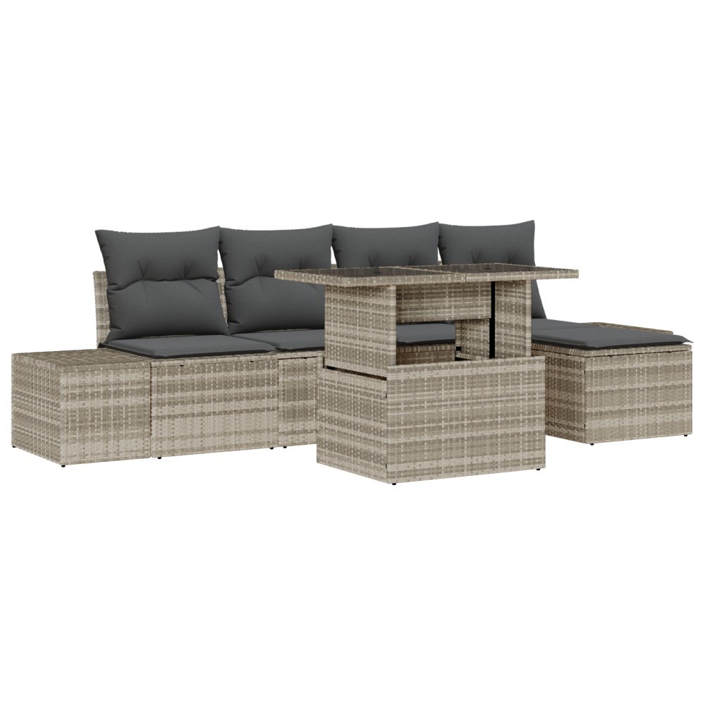 vidaXL Set de canapele pentru grădină cu pernă 6 pcs Gri deschis