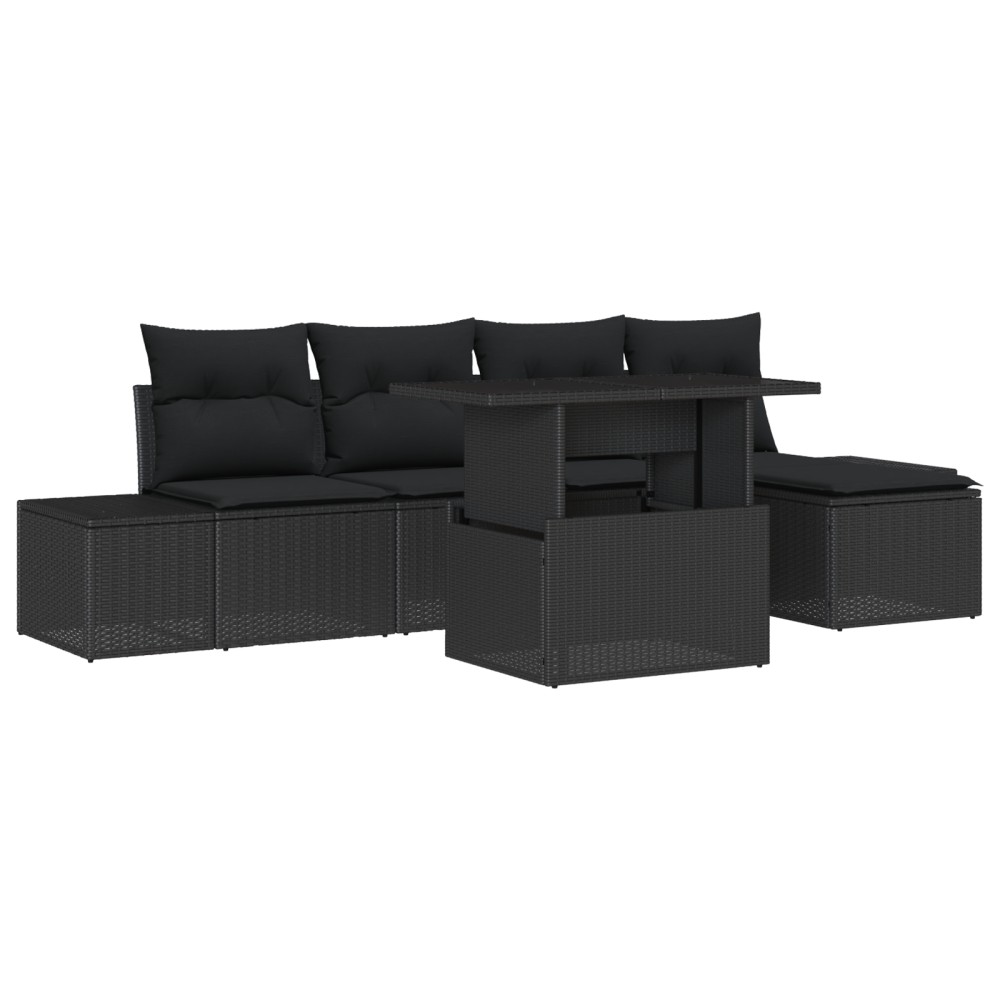 vidaXL Set de canapele pentru grădină cu pernă 6 pcs Negru