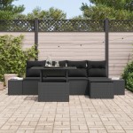 vidaXL Set de canapele pentru grădină cu pernă 6 pcs Negru vidaXL Set de canapele pentru grădină cu pernă 6 pcs Negru