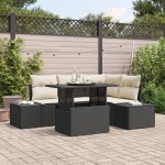 vidaXL Set de canapele pentru grădină cu pernă 5 pcs negru și crem vidaXL Set de canapele pentru grădină cu pernă 5 pcs negru și crem