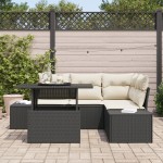 vidaXL Set de canapele pentru grădină cu pernă 5 pcs negru și crem vidaXL Set de canapele pentru grădină cu pernă 5 pcs negru și crem