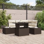 vidaXL Set de canapele pentru grădină cu pernă 5 pcs maro și crem vidaXL Set de canapele pentru grădină cu pernă 5 pcs maro și crem