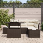 vidaXL Set de canapele pentru grădină cu pernă 5 pcs maro și crem vidaXL Set de canapele pentru grădină cu pernă 5 pcs maro și crem