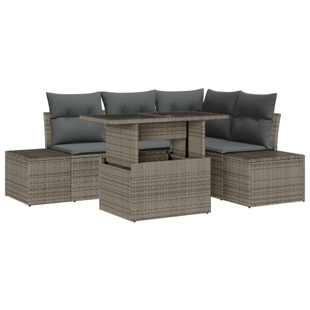 vidaXL Set de canapele pentru grădină 5 pcs Gri 100 x 55 x 73 cm