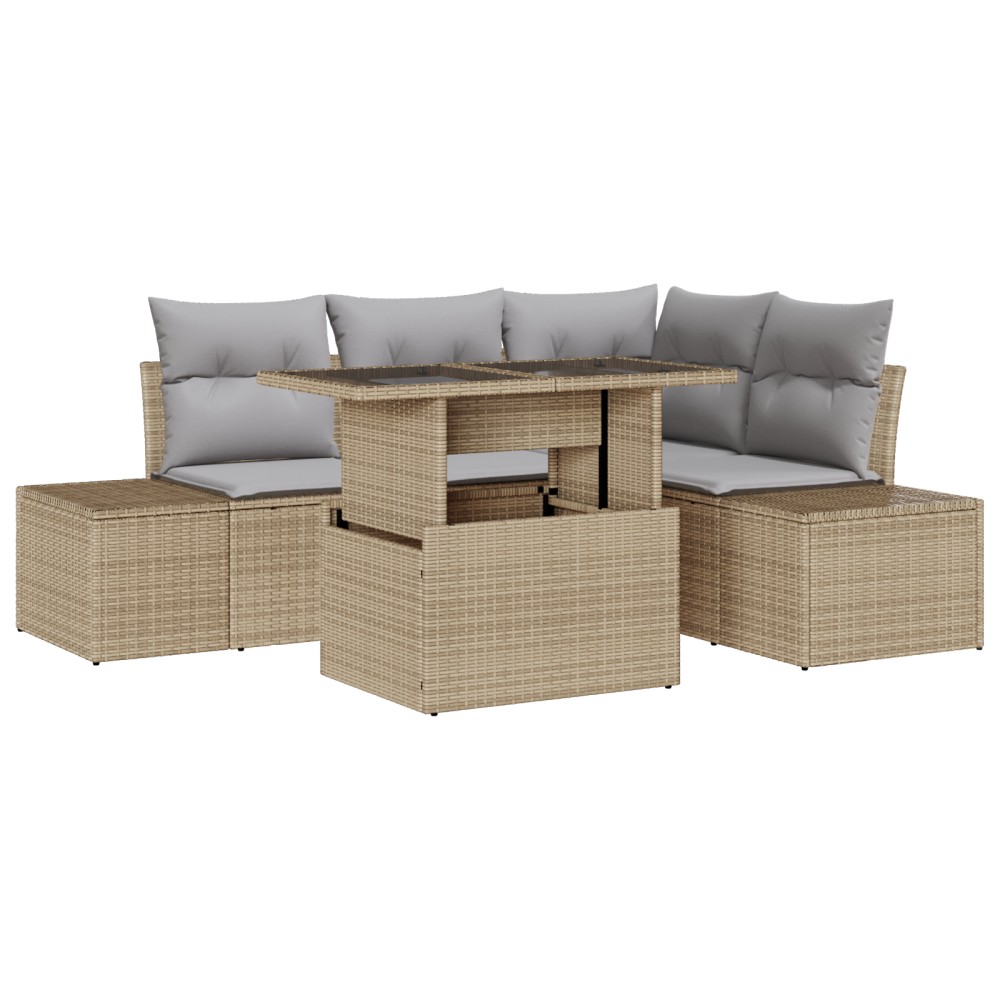 vidaXL Set de canapele pentru grădină Manual 5 pcs bej și gri deschis