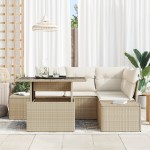 vidaXL Set de canapele pentru grădină cu pernă 5 pcs bej și crem vidaXL Set de canapele pentru grădină cu pernă 5 pcs bej și crem